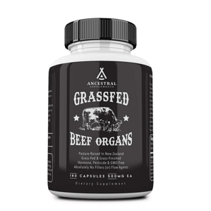 Ancestral Supplements Newtraceuticals, Grass-fed Beef Organs, hovězí orgány, 180 kapslí, 30 dávek Výživový doplnok
