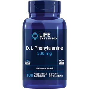 Life Extension, D, L-Phenylalanine, zlepšení nálady, 500 mg, 100 vegan kapslí Výživový doplnok