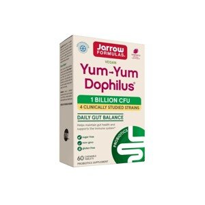 Jarrow Formulas Jarrow Yum-Yum Dophilus, probiotika, 1 milarda CFU, 4 probiotické kmeny, malina, 60 žvýkacích tablet Výživový doplnok