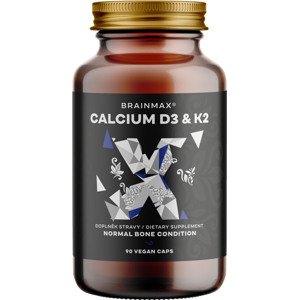 BrainMax Calcium D3 & K2, vápník s vitamínem D3 & K2, 90 rostlinných kapslí Vápnik s vitamínom D3 as najlepšie vstrebateľnou patentovanou formou vitamínu K2 MK-7