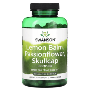 Swanson Lemon Balm, Passionflower, Skullcap Complex (meduňka lékařská, mučenka, šišák), 180 kapslí Výživový doplnok