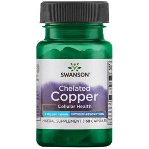 Swanson Copper Chelated (meď v chelátovej väzbe), 2 mg, 60 kapsúl